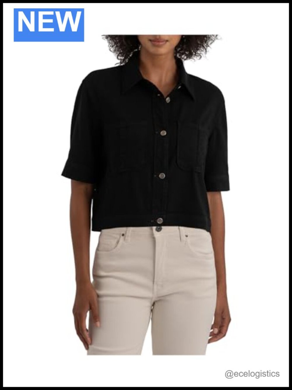 KUT from the Kloth Finly Linen Blend Short Sleeve Jacket Aviator Style